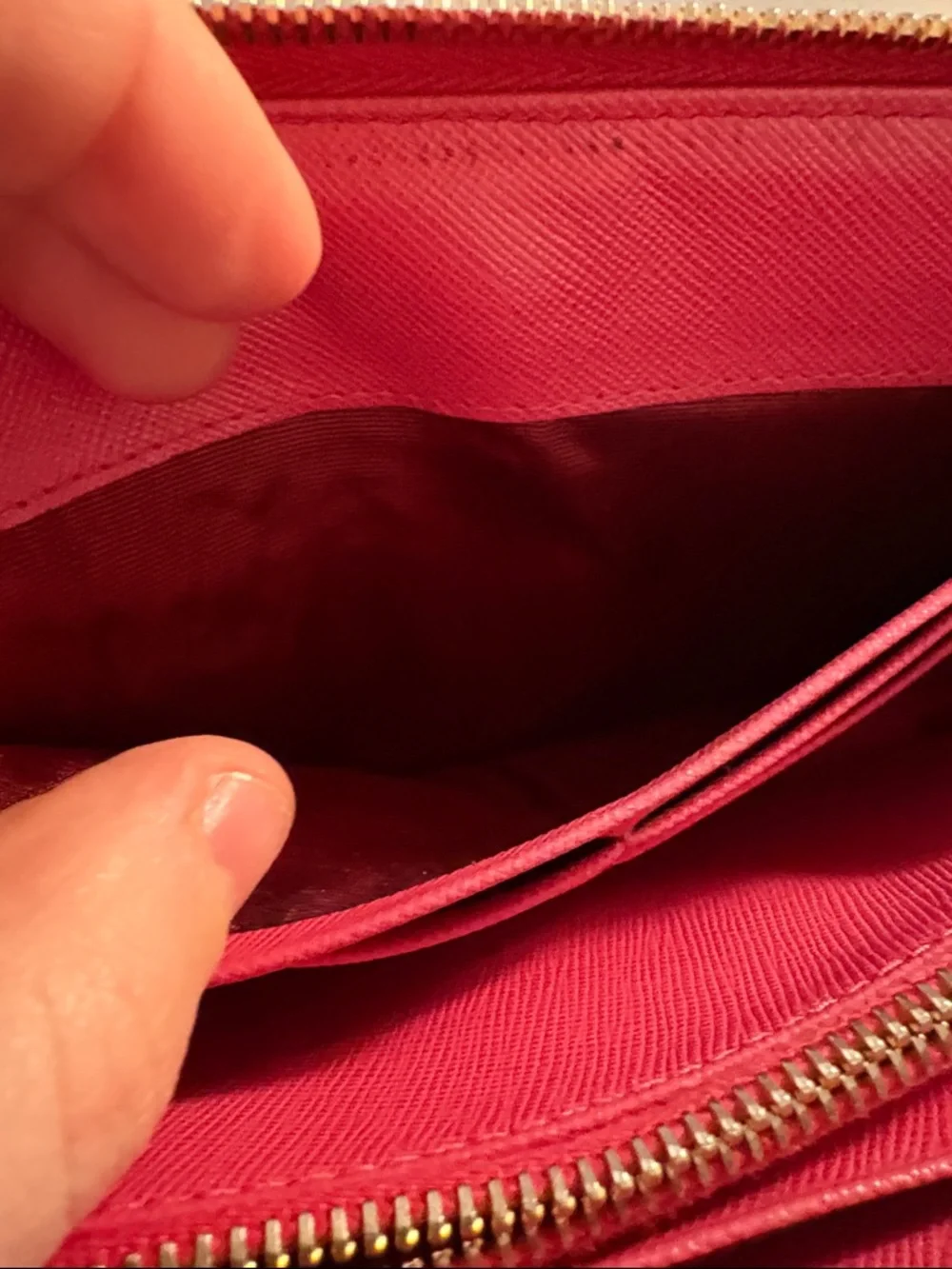 Prada Red Zip-Around Saffiano‎ Leather Wallet